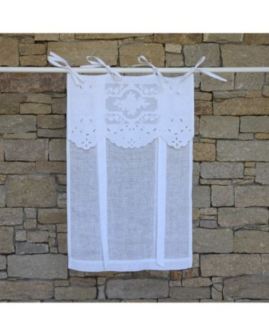 Store en lin blanc et broderies 60X120 CM