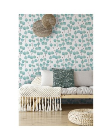 Papier peint panoramique en papier bleu céladon 240x270