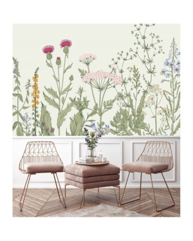 Papier peint panoramique en papier vert chèvrefeuille 192x270