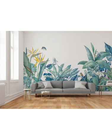 Papier peint panoramique en papier bleu lagon 384x270