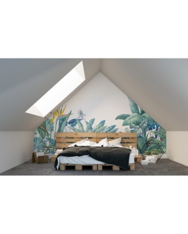 Papier peint panoramique en papier bleu lagon 384x270