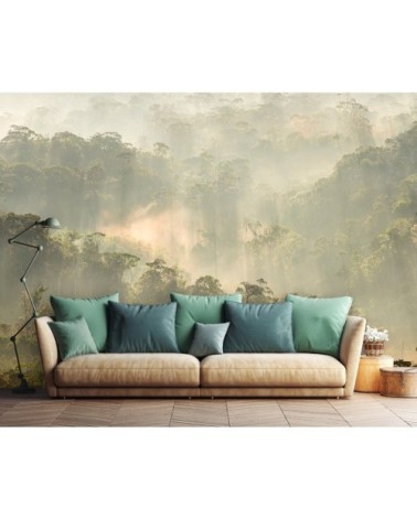 Papier peint panoramique en papier vert kaki 384x270