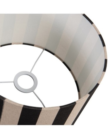 Abat-jour tambour en polyester recyclé à rayures noires et beige crème