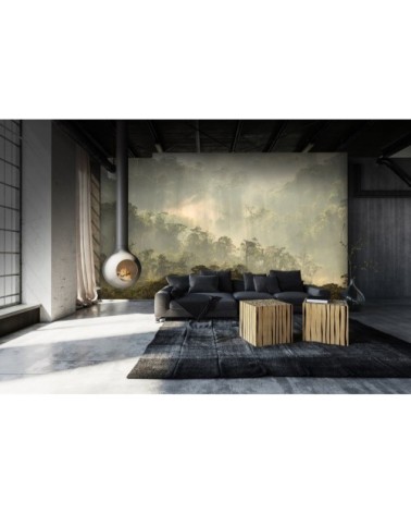 Papier peint panoramique en papier vert kaki 384x270