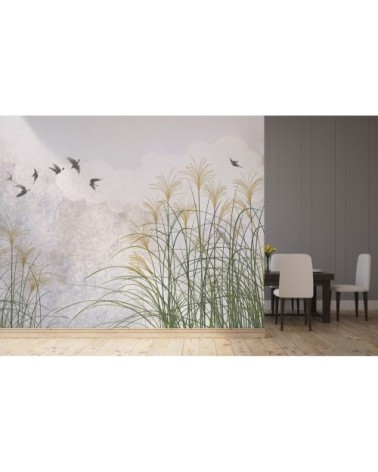 Papier peint panoramique en papier gris 384x280