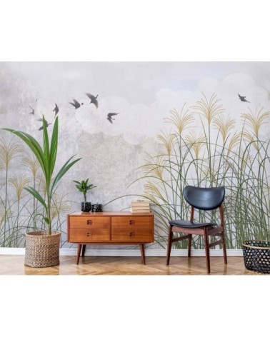 Papier peint panoramique en papier gris 384x280