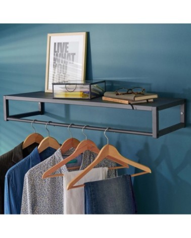 Penderie étagère murale métal L90 cm