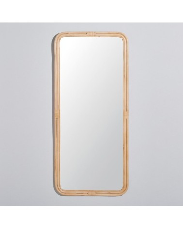Grand miroir rectangulaire en rotin, 80x180 cm