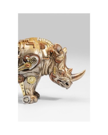 Lampe rhinocéros steampunk en polyrésine et abat-jour noir