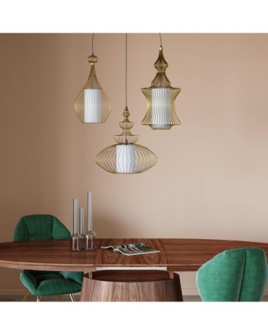 Suspension 3 abat-jours en acier doré