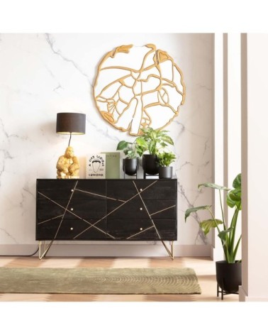 Lampe gorille en polyrésine dorée et abat-jour noir