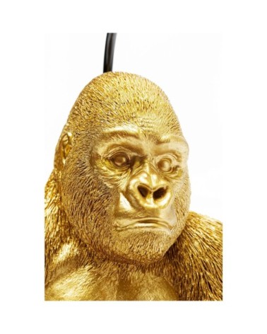 Lampe gorille en polyrésine dorée et abat-jour noir