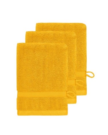 Lot de 3 gants de toilette 600 g/m² safran 16x22 cm