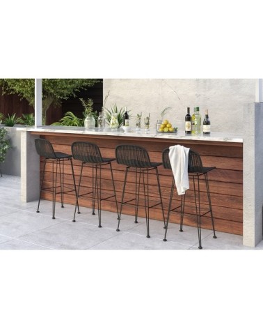 Chaise de bar 76 cm en résine tressée noire (lot de 2)