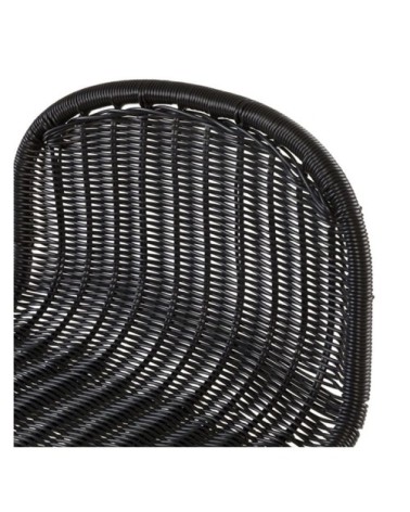 Chaise de bar mi-hauteur 63 cm en résine tressée noire (x2)