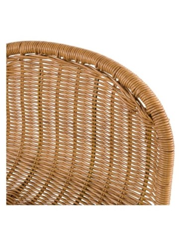 Chaise de bar mi-hauteur 63 cm en résine tressée marron (x2)