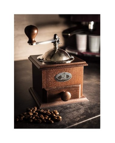Moulin à café manuel ancien en bois couleur chocolat 21cm