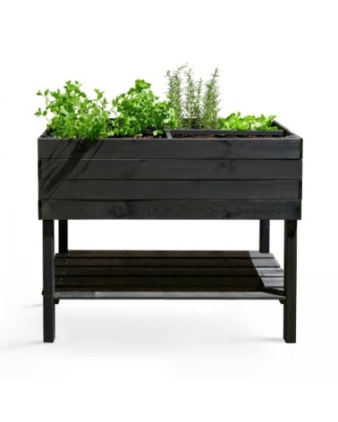 Potager en bois rectangulaire sur pied gris