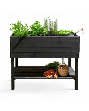 Potager en bois rectangulaire sur pied gris