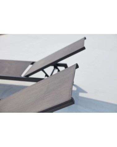 Lot de 2 transats avec roulettes gris foncé