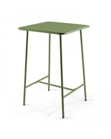 Ensemble table de bar et 2 chaises hautes en métal vert cactus