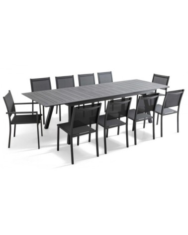 Table de jardin à rallonge extensible en aluminium gris