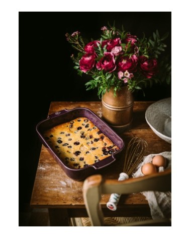 Plat four céramique rectangle aubergine 40cm