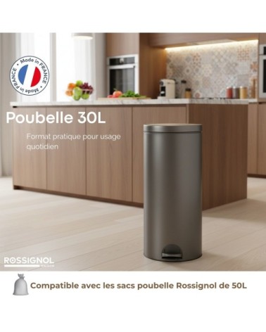 Poubelle de cuisine à pédale 30l fabriqué en france