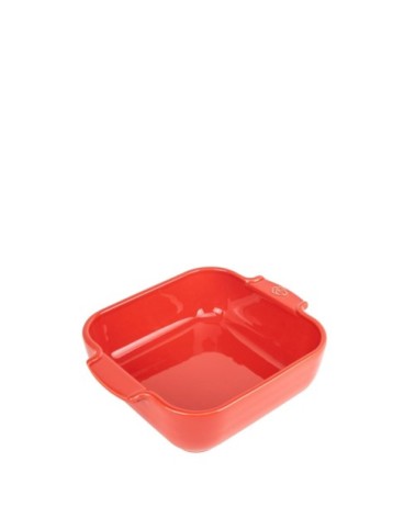 Plat à four carré en céramique rouge 21x21cm