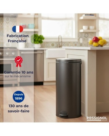 Poubelle de cuisine à pédale 30l fabriqué en france