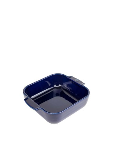 Plat à four carré en céramique bleu profond 21x21cm