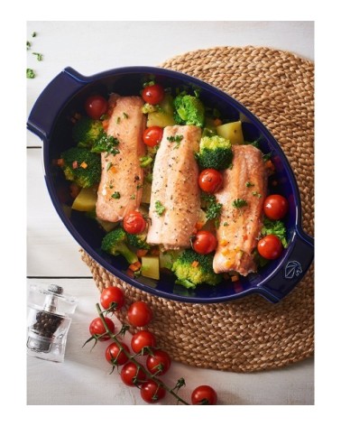 Plat four céramique ovale ardoise 40cm