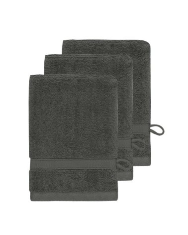 Lot de 3 gants de toilette 600 g/m² anthracite 16x22 cm