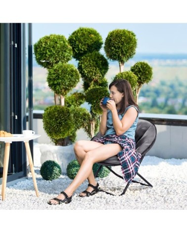 Loveuse fauteuil lune rond de jardin pliable gris