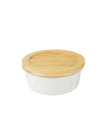 Boîte ronde en verre avec couvercle en bambou 14,5x6cm