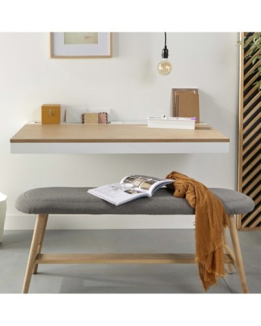 Bureau mural 120 cm bois et blanc