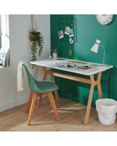 Bureau scandinave 120 cm bois et blanc