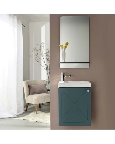 Ensemble meuble lave-mains vert de gris  avec miroir