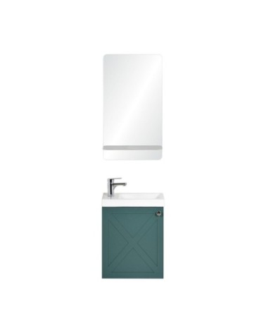 Ensemble meuble lave-mains vert de gris  avec miroir