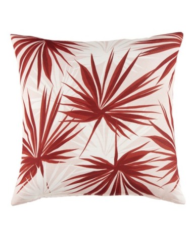 Coussin motif floral imprimé orange et écru 45x45