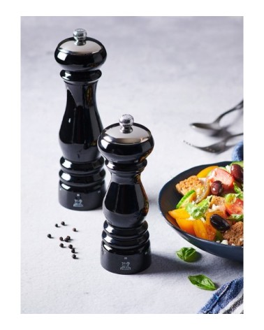 Moulin à sel manuel en bois laqué noir H30cm