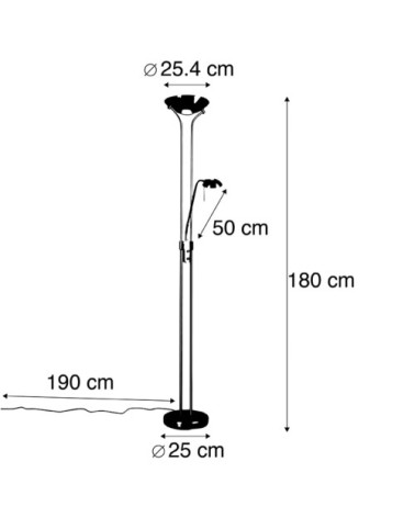 Lampadaire acier lampe lecture led dimmer