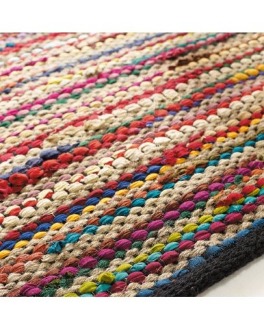 Tapis en coton recyclé et jute multicolores 160x230