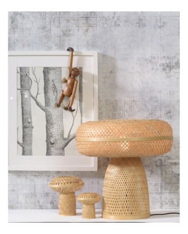 Lampe de table bambou  Naturel/Noir, h. 40cm
