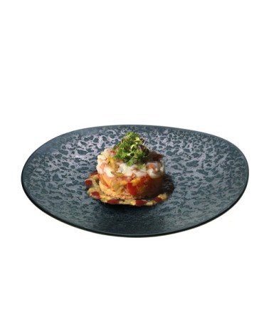 Assiette plate en grès réactif gris 27 cm - Lot de 6