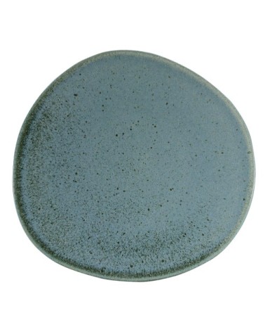 Assiette plate en grès réactif bleu 27 cm - Lot de 6