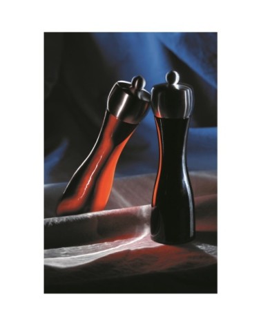 Moulin à sel manuel en bois rouge coquelicot et inox 15cm