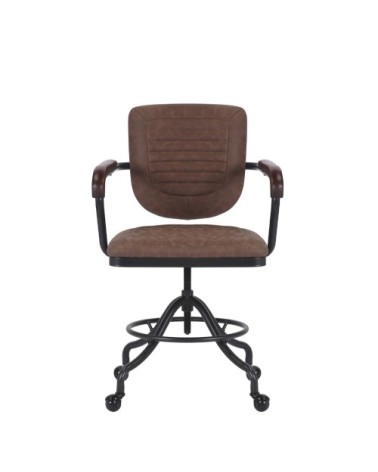 Fauteuil de bureau pivotant en noir et simili cuir marron