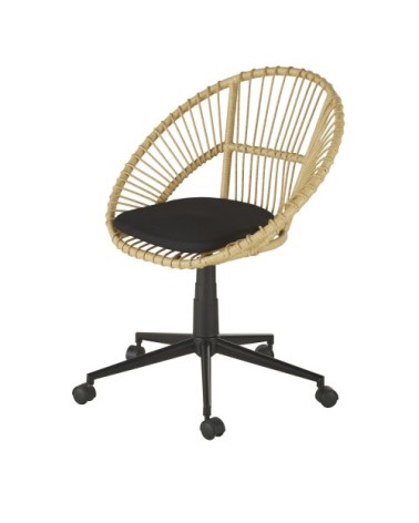 Chaise de bureau à roulettes en métal beige et noir