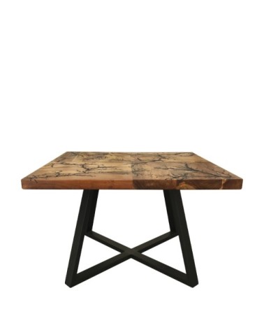 Table basse en bois marron et fer noir L 70 cm